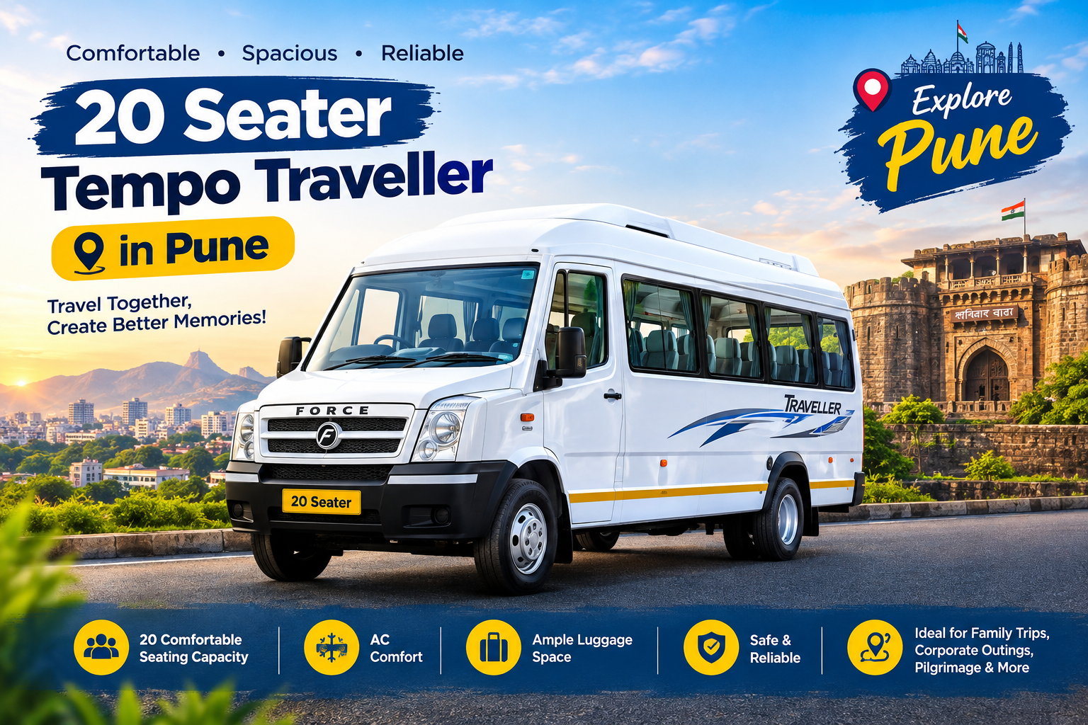 20 seater tempo traveller pune